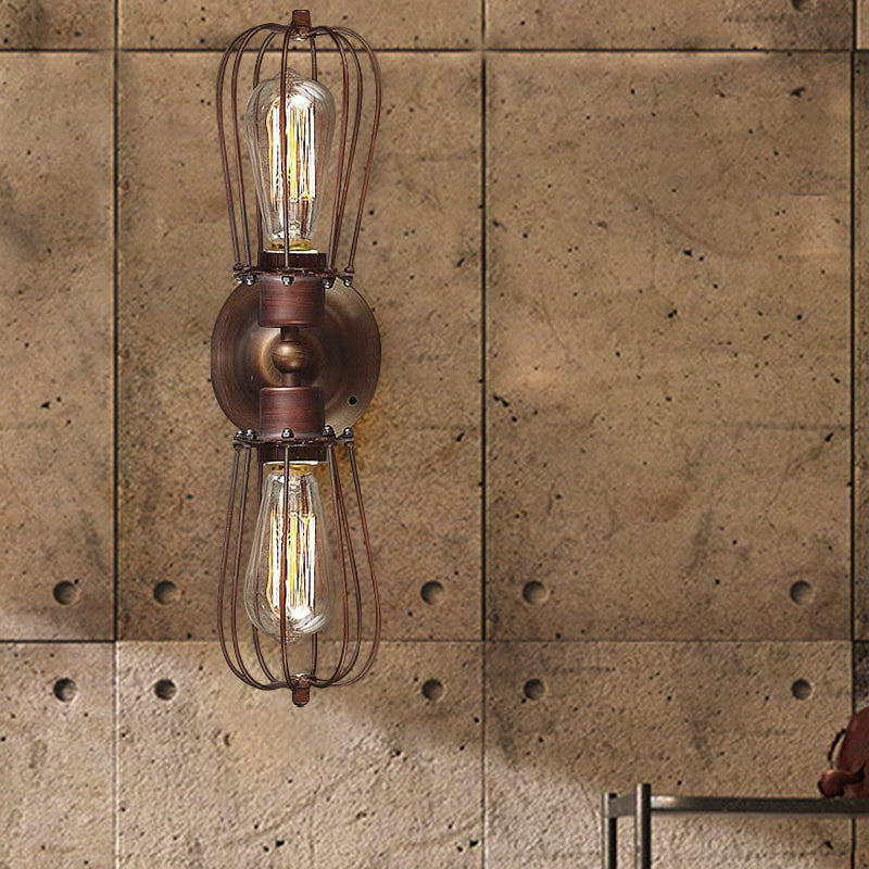 Frendorf | Zwart/Bruin Gekocht Wandlamp Antieke Stijl Smeedijzer 2 Lichten Mini Wandlamp voor Eetkamer