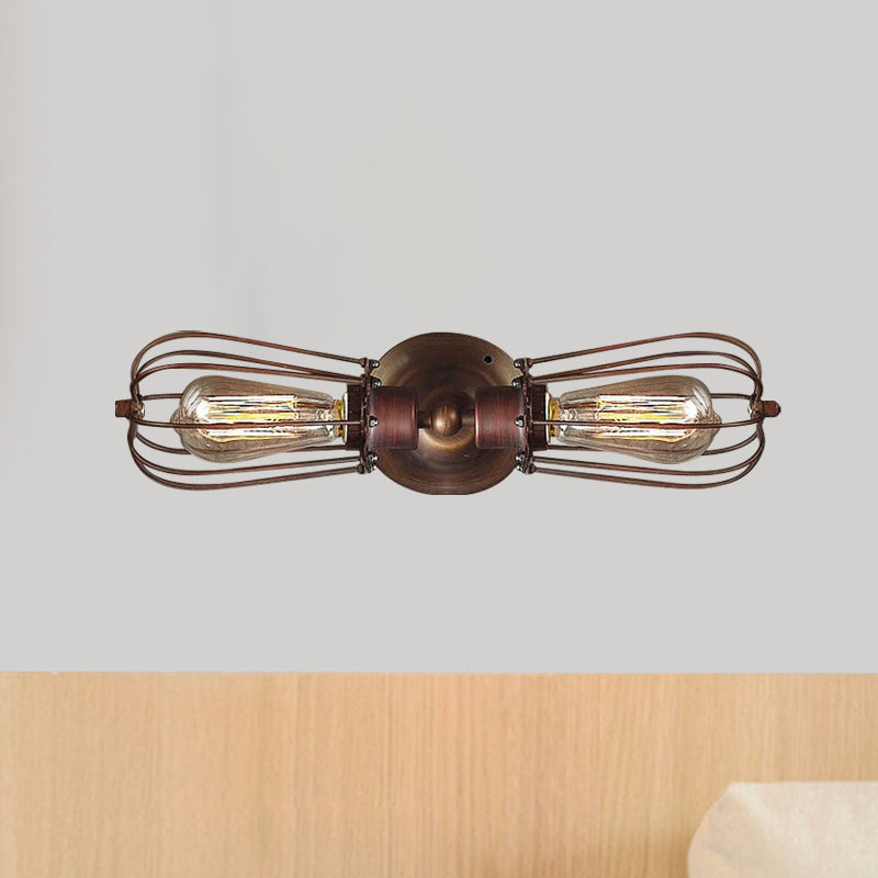 Frendorf | Zwart/Bruin Gekocht Wandlamp Antieke Stijl Smeedijzer 2 Lichten Mini Wandlamp voor Eetkamer