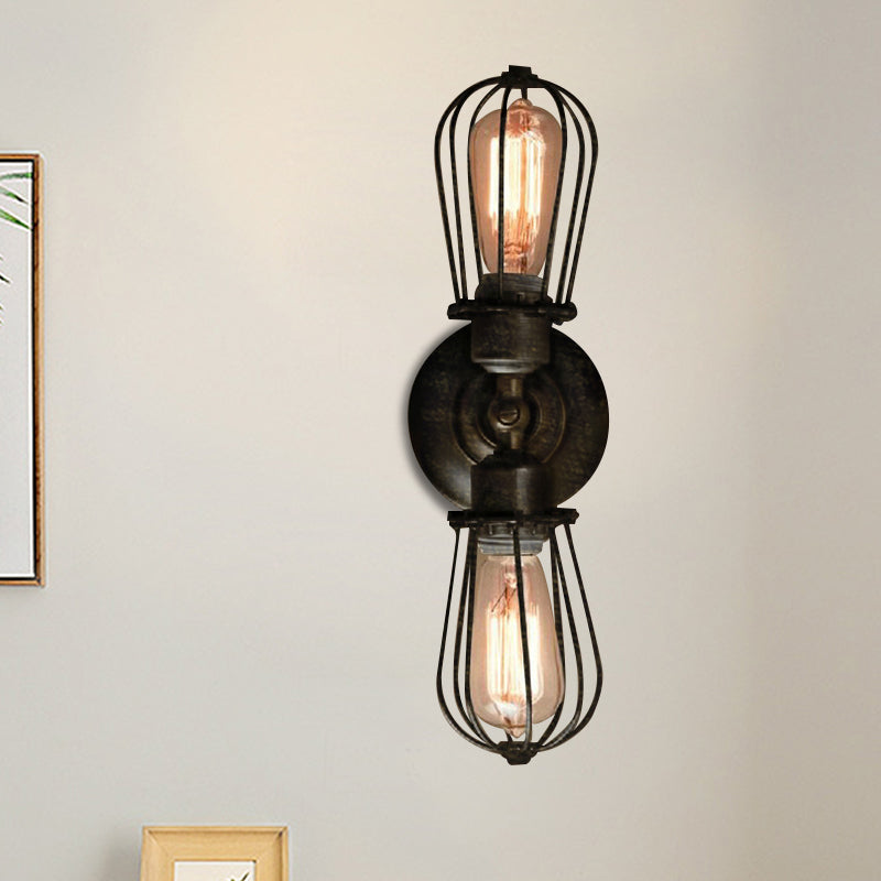 Frendorf | Zwart/Bruin Gekocht Wandlamp Antieke Stijl Smeedijzer 2 Lichten Mini Wandlamp voor Eetkamer