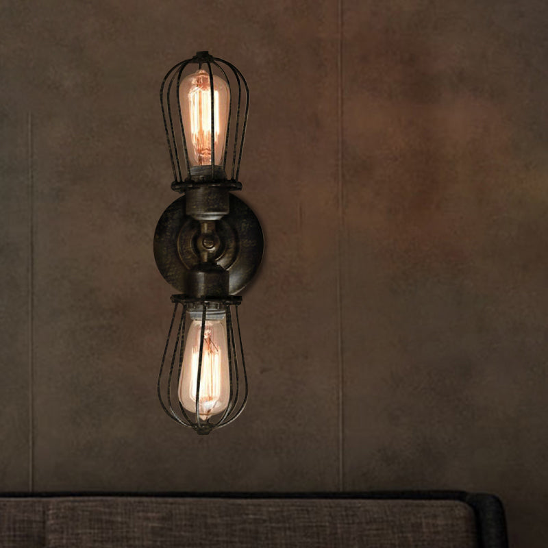 Frendorf | Zwart/Bruin Gekocht Wandlamp Antieke Stijl Smeedijzer 2 Lichten Mini Wandlamp voor Eetkamer