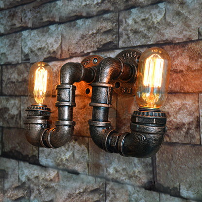 Frendorf | 1 Light Wall Mount Light Rustic Stylish Pipe Metal Wall Lighting with Exposed Bulb in Aged Copper