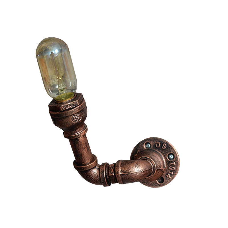 Frendorf | Metallische Rohr Wandbeleuchtung mit offener Glühbirne Vintage 1/2/3-Kopf Esstisch Wandleuchte in antikem Kupfer