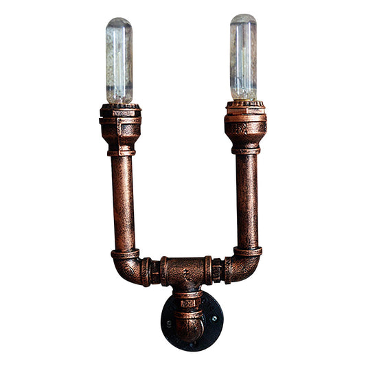 Frendorf | 2/3/4 Köpfe Expose Glühbirne Wandbeleuchtung mit Rohrdesign Rustikales Wetterkupfer Schmiedeeisen Wandlampe