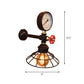 Frendorf | Metalen Kegel Ge cage Wandverlichting met Drukmeter Industriële 1 Lamp Koffiezaak Wandlamp in Zwart