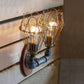 Frendorf | Warehouse U Vormige Wandlamp met Draadbeschermer en Pijp 2 Lichten Metallic Wandlamp in Messing
