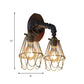 Frendorf | Warehouse U Vormige Wandlamp met Draadbeschermer en Pijp 2 Lichten Metallic Wandlamp in Messing