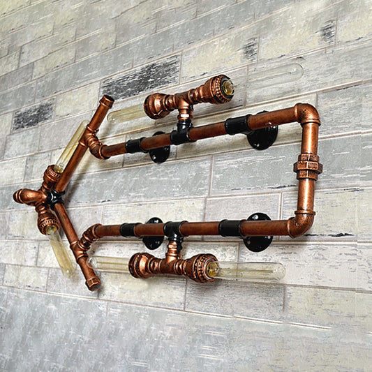 Frendorf | 6 Glühbirnen Pfeilförmige Wandlampe mit Rohr Retro Industriel Bronze Schmiedeeisen Wandlampe für Badezimmer