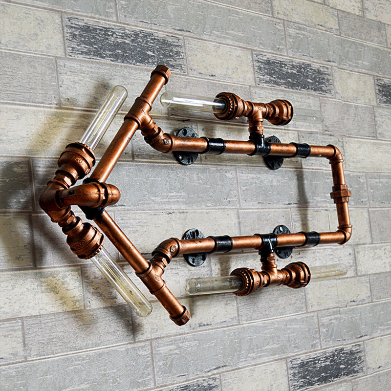 Frendorf | 6 Glühbirnen Pfeilförmige Wandlampe mit Rohr Retro Industriel Bronze Schmiedeeisen Wandlampe für Badezimmer