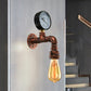 Frendorf | Kupferrohr-Wandlampe mit Manometer/Ventil-Dekoration Rustikaler Stil Metall 1 Licht Wohnzimmer Wandmontage Licht