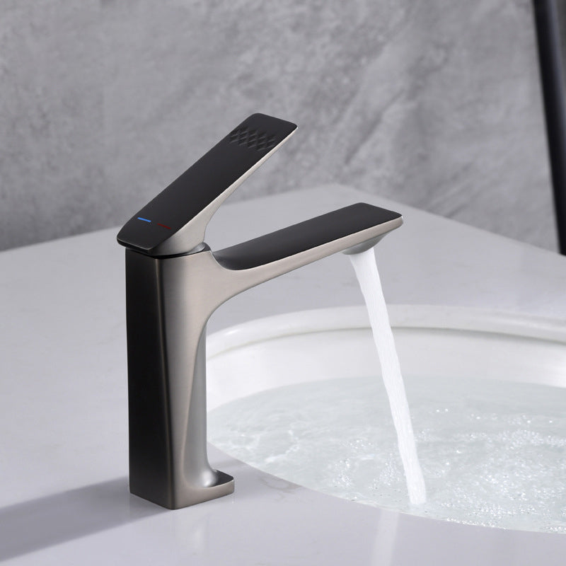 Frendorf | Moderner Badezimmer Wasserhahn Messing Tiefer Bogen Hebelgriff mit Wasserhahn Schlauch