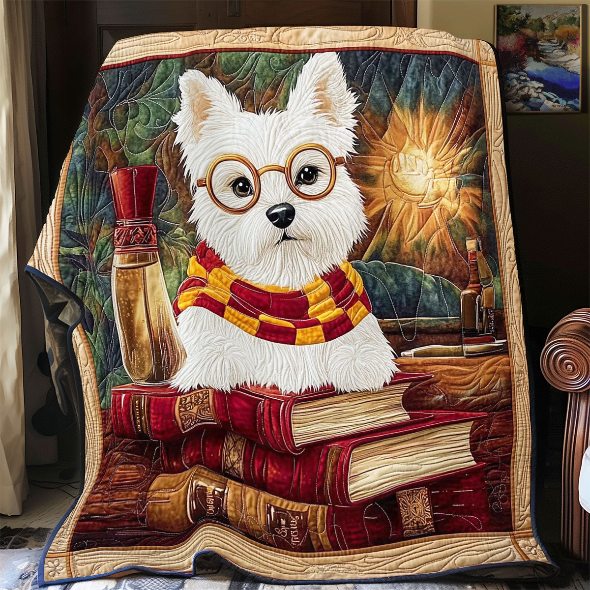 Terrier In Buch Quilt