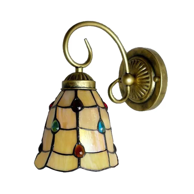 Frendorf | Mini Wandleuchte Tiffany-Stil Buntglas Einzelne Licht Wandmontage Licht für Schlafzimmer