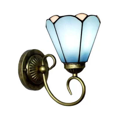Frendorf | Mini Wandleuchte Tiffany-Stil Buntglas Einzelne Licht Wandmontage Licht für Schlafzimmer