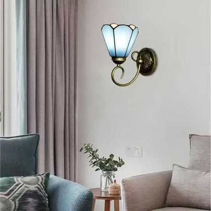Frendorf | Mini Wandleuchte Tiffany-Stil Buntglas Einzelne Licht Wandmontage Licht für Schlafzimmer