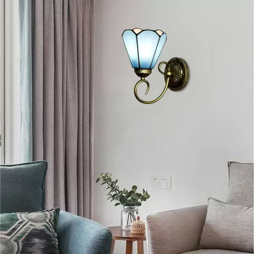 Frendorf | Mini Wandleuchte Tiffany-Stil Buntglas Einzelne Licht Wandmontage Licht für Schlafzimmer