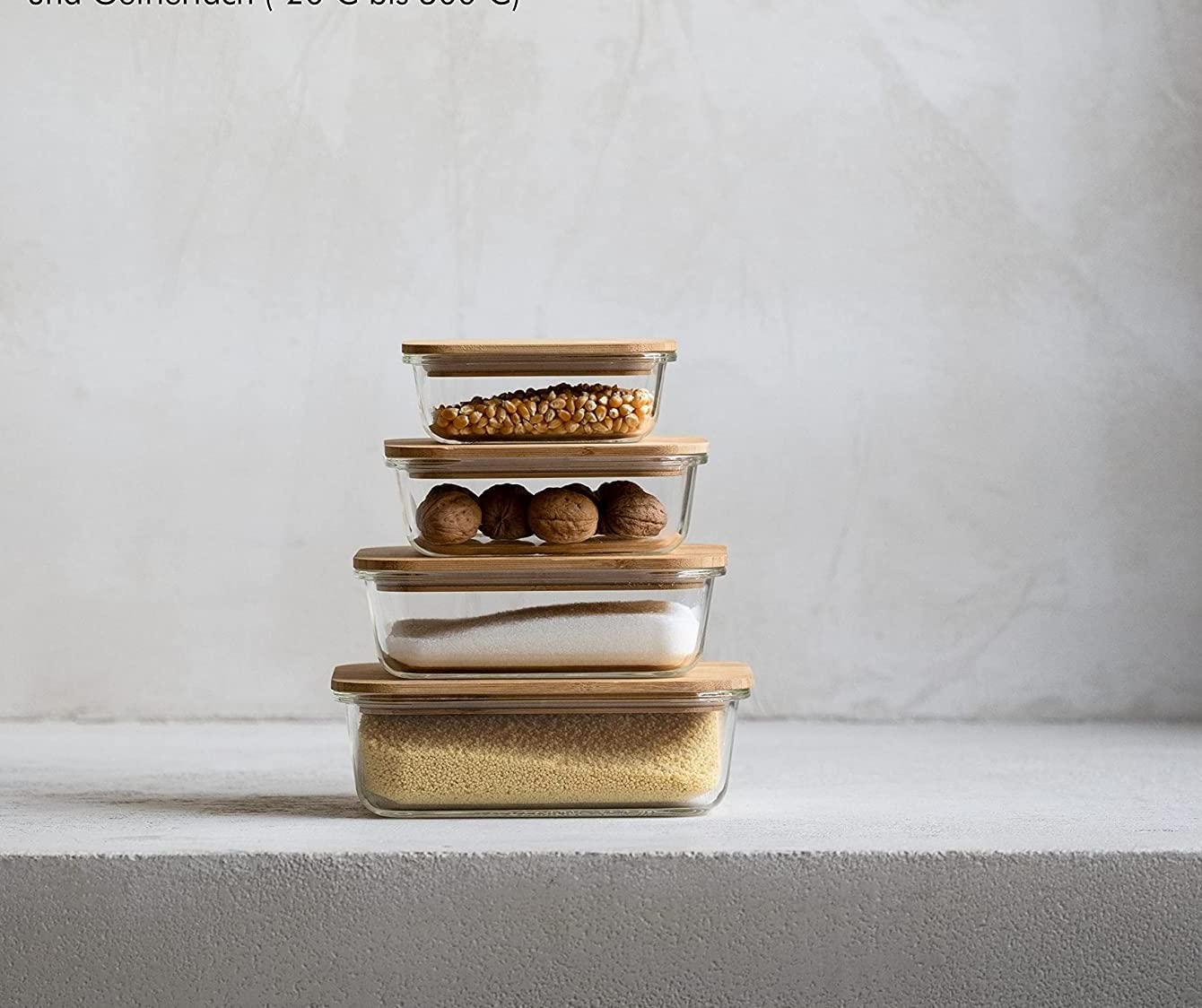 Frendorf | Bambus Lebensmittelaufbewahrungsbehälter | Umweltfreundlich & Langlebig | Luftdichter Deckel für Frische | Ideal für Küchen- & Vorratsorganisation