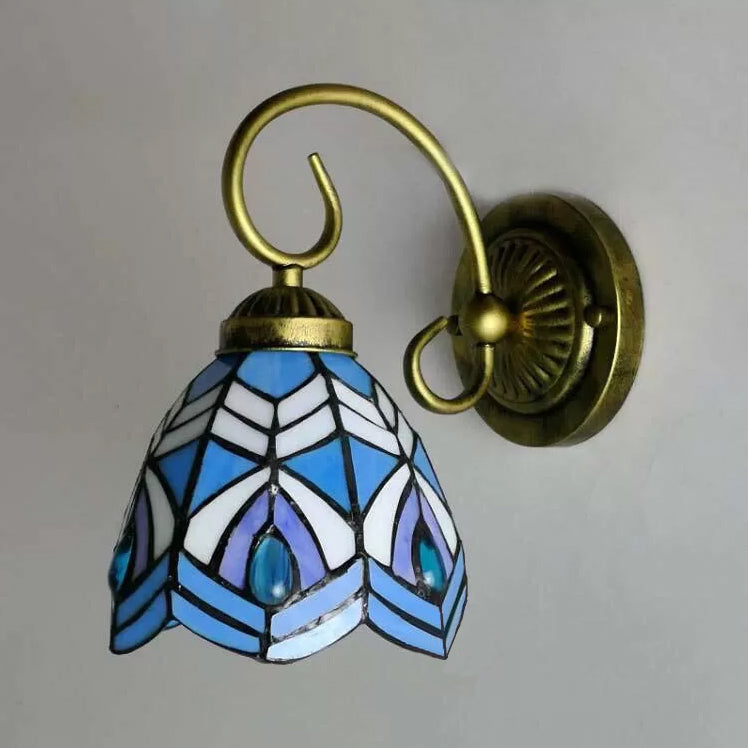 Frendorf | Mini Wandleuchte Tiffany-Stil Buntglas Einzelne Licht Wandmontage Licht für Schlafzimmer