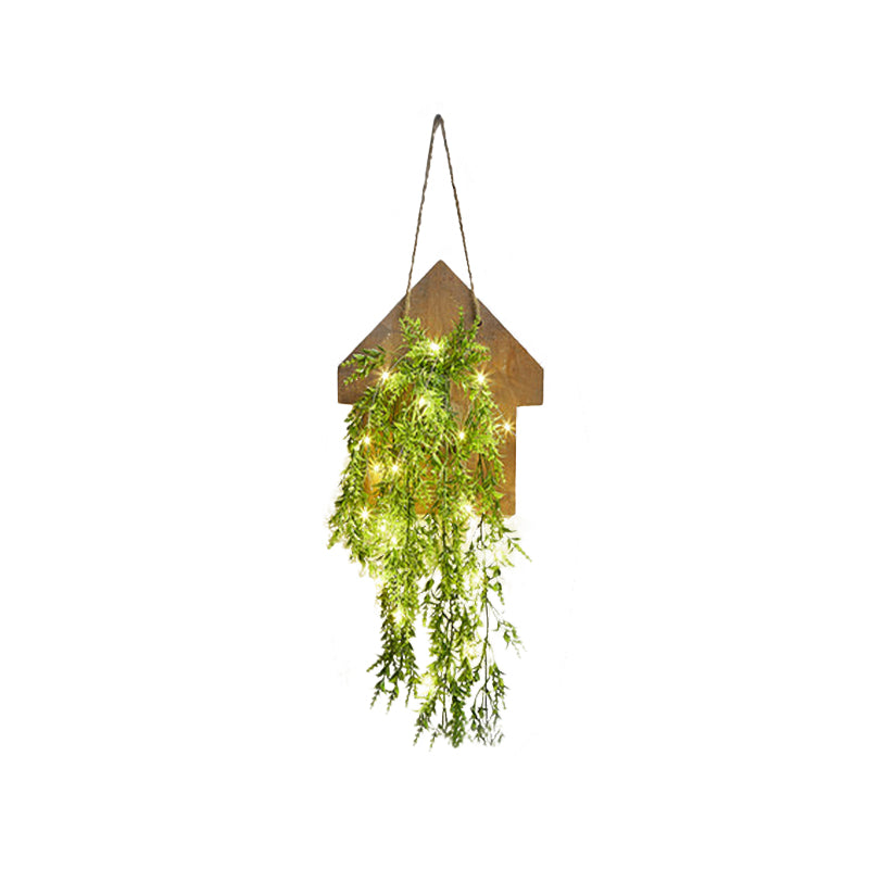 Frendorf | Houten Huis Vormige Wandlamp Moderne Bloem/Plant Accent Snoer Licht voor Café Thee Winkel