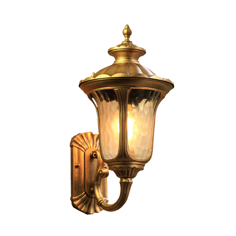 Frendorf | Wasser Glas Lotus Wandleuchte Farmhouse 1 Glühbirne Außen Wandmontierte Lampe in Messing/Schwarz