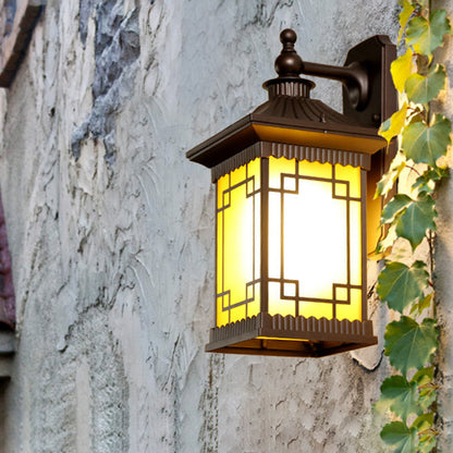 Frendorf | 1-Birne Quadratisch Pavillon Wandlicht Sconce Bauernhaus Schwarz Metallic Wandmontage Lampe Leuchte