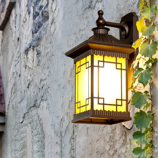 Frendorf | 1-Birne Quadratisch Pavillon Wandlicht Sconce Bauernhaus Schwarz Metallic Wandmontage Lampe Leuchte