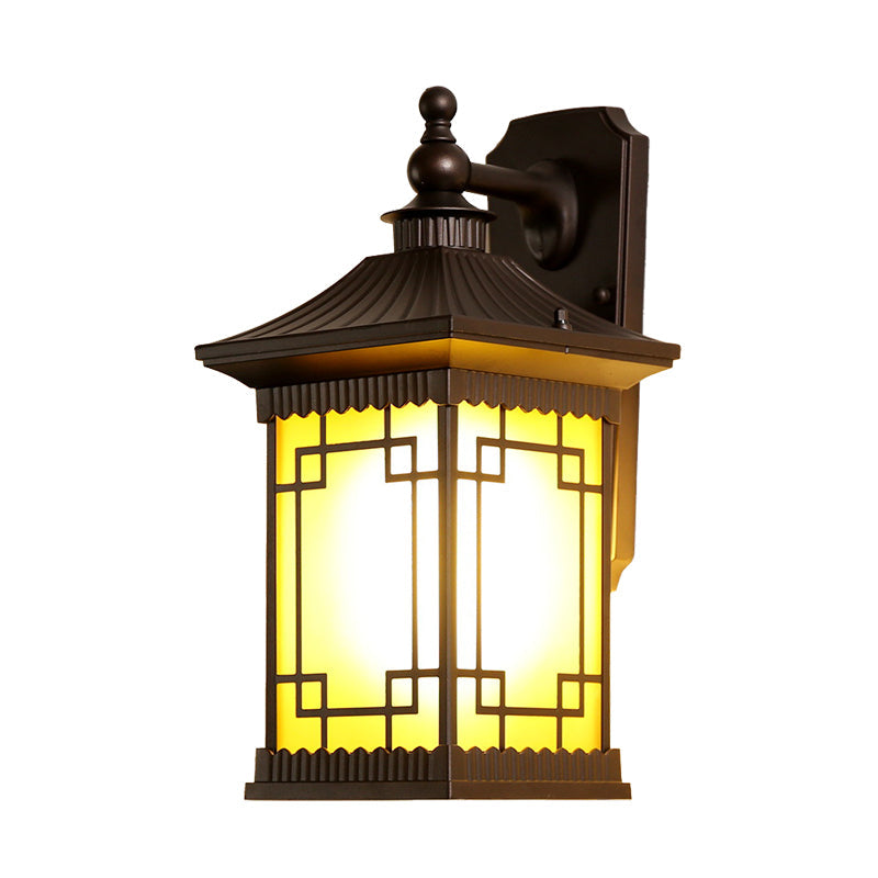 Frendorf | 1-Birne Quadratisch Pavillon Wandlicht Sconce Bauernhaus Schwarz Metallic Wandmontage Lampe Leuchte