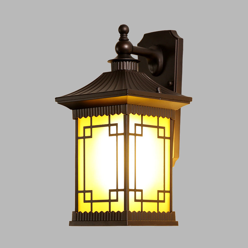 Frendorf | 1-Birne Quadratisch Pavillon Wandlicht Sconce Bauernhaus Schwarz Metallic Wandmontage Lampe Leuchte