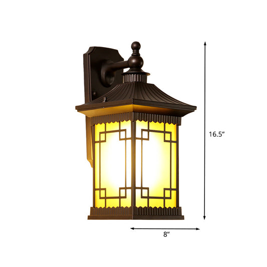 Frendorf | 1-Birne Quadratisch Pavillon Wandlicht Sconce Bauernhaus Schwarz Metallic Wandmontage Lampe Leuchte