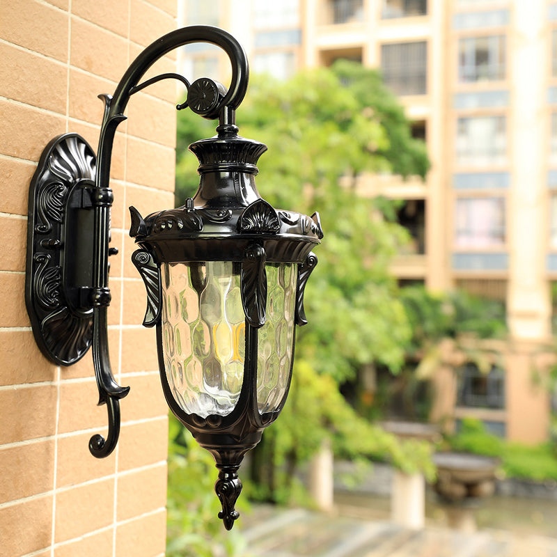 Frendorf | 1-Head Water Glass Wandlamp Muurbevestiging Platteland Goud/Zwart Dennennaald Buiten Wandlamp Verlichting