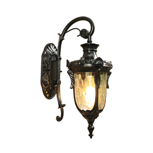 Frendorf | 1-Head Water Glass Wandlamp Muurbevestiging Platteland Goud/Zwart Dennennaald Buiten Wandlamp Verlichting