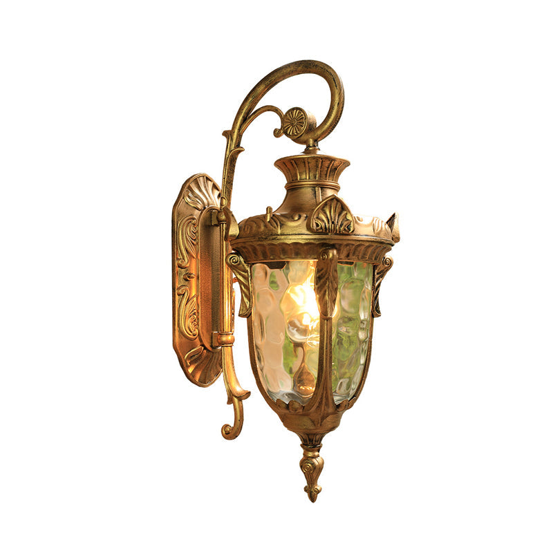Frendorf | 1-Head Water Glass Wandlamp Muurbevestiging Platteland Goud/Zwart Dennennaald Buiten Wandlamp Verlichting