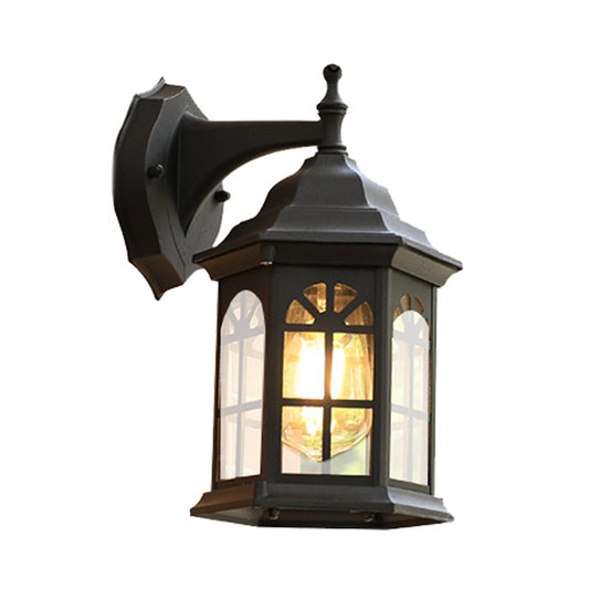 Frendorf | 1-Head Castle Wandleuchte Landhaus Weiß/Schwarz/Messing Aluminium Wandmontierte Lampe mit Klarglas-Schirm