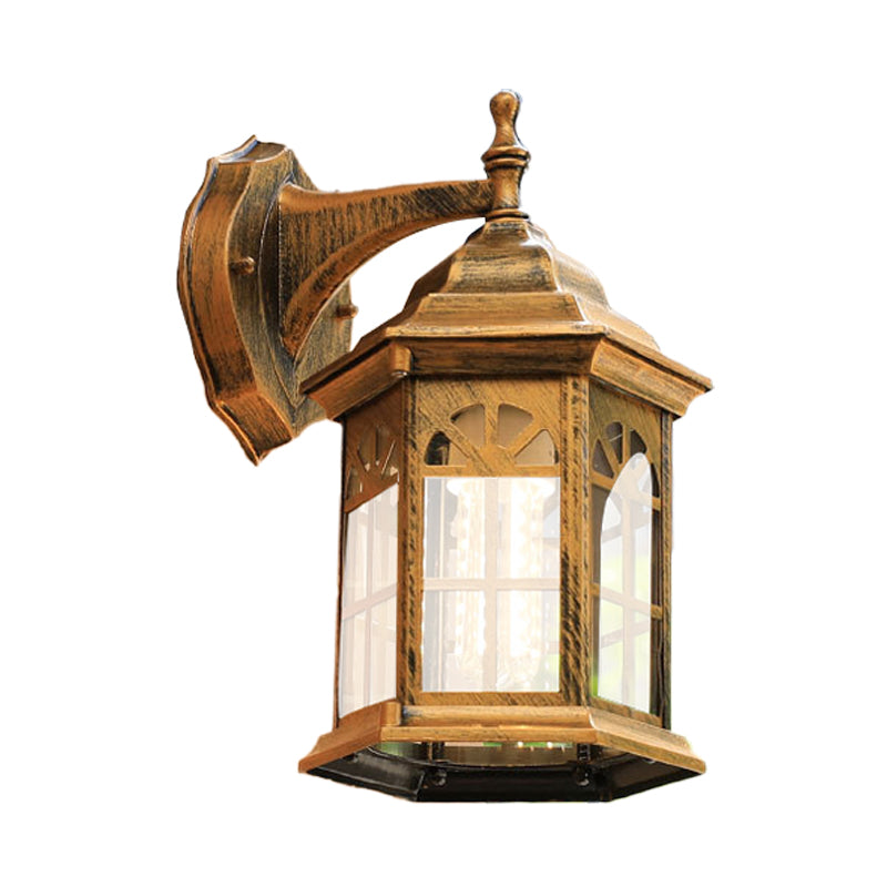 Frendorf | 1-Head Castle Wandleuchte Landhaus Weiß/Schwarz/Messing Aluminium Wandmontierte Lampe mit Klarglas-Schirm