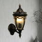 Frendorf | 1 Glühbirne Urne Wand Sconce Licht Loft Messing/schwarzes Metall Wandlampe Leuchte mit klarem geripptem Glas-Schirm