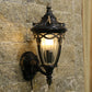 Frendorf | 1 Glühbirne Urne Wand Sconce Licht Loft Messing/schwarzes Metall Wandlampe Leuchte mit klarem geripptem Glas-Schirm