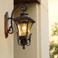 Frendorf | 1 Glühbirne Aluminium Wand-Sconces Land Dunkelkaffee Laterne Außenwandleuchte mit Wasser Glas Schirm
