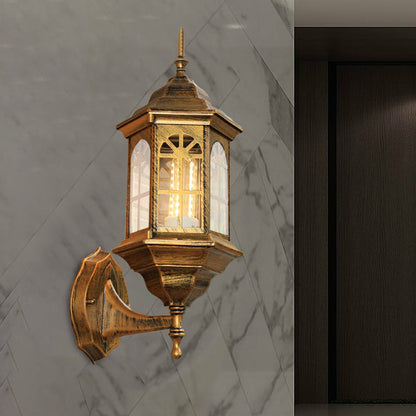 Frendorf | Kasteelvorm Aluminium Wandverlichting Platteland 1-Lamp Buiten Wandlamp Sconces in Wit/Zwart/Messing