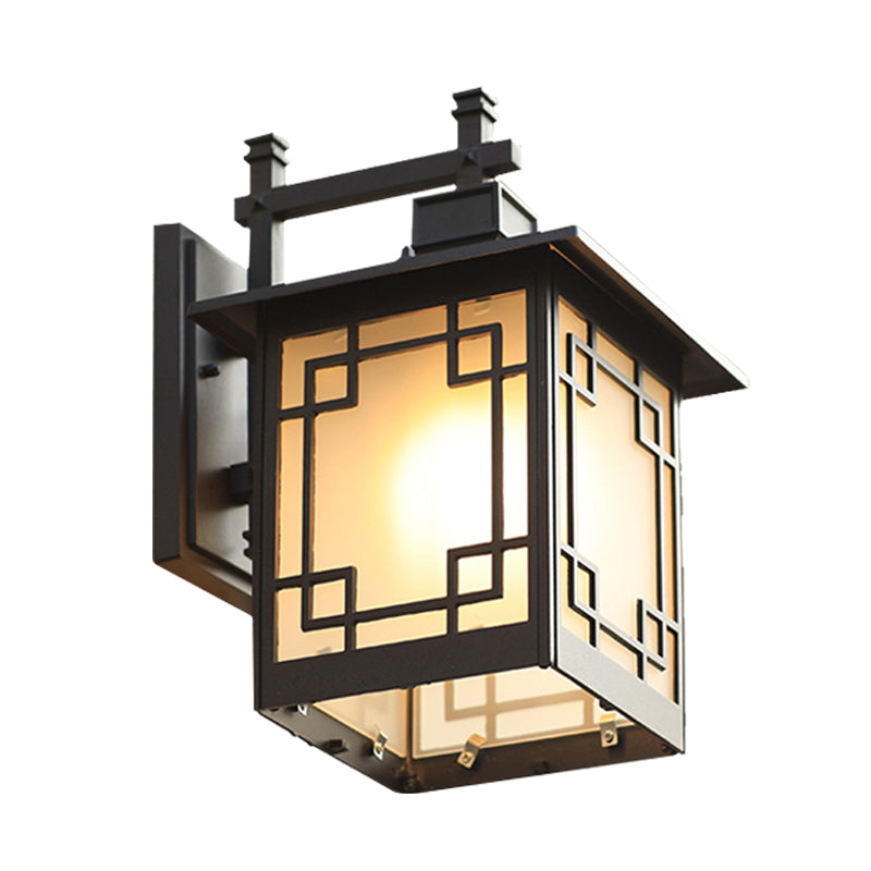 Frendorf | 1-Head Offene Unterseite Wandleuchte Landhaus Messing/Schwarz Finish Opal Mattglas Wandmontierte Lampe Einrichtung