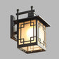 Frendorf | 1-Head Offene Unterseite Wandleuchte Landhaus Messing/Schwarz Finish Opal Mattglas Wandmontierte Lampe Einrichtung
