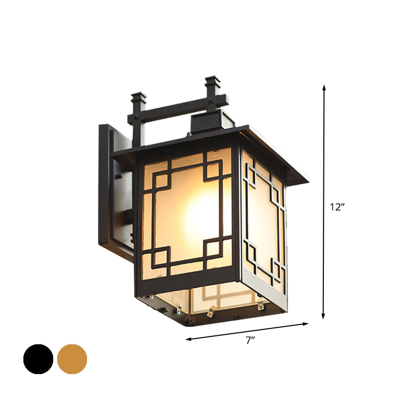 Frendorf | 1-Head Offene Unterseite Wandleuchte Landhaus Messing/Schwarz Finish Opal Mattglas Wandmontierte Lampe Einrichtung