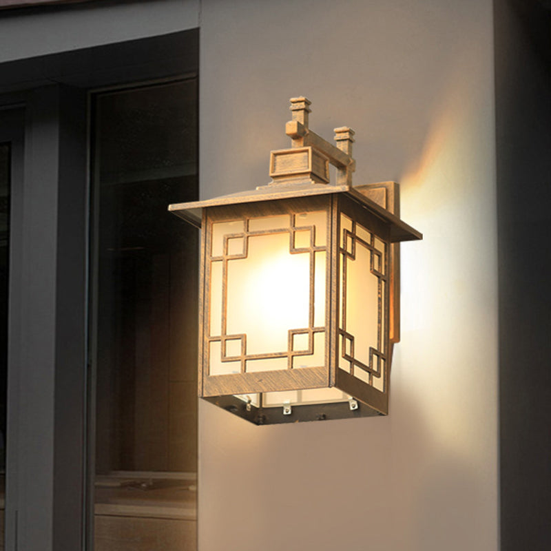 Frendorf | 1-Head Offene Unterseite Wandleuchte Landhaus Messing/Schwarz Finish Opal Mattglas Wandmontierte Lampe Einrichtung