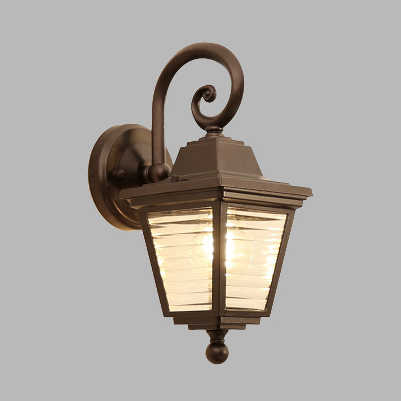Frendorf | 1 Lichte Wandlamp Rustieke Buitenwandlamp Verlichting met Glacier Prismatic Glass Shade in Zwart