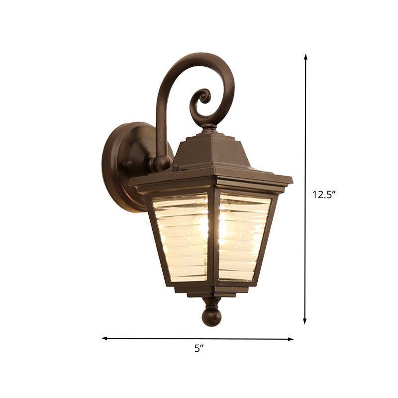 Frendorf | 1 Lichte Wandlamp Rustieke Buitenwandlamp Verlichting met Glacier Prismatic Glass Shade in Zwart