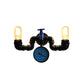 Frendorf | Antieke Stijl Pijp Muur Lamp met Drukmeter en Kraan Deco 2 Lichten Metalen Wandverlichting in Zwart