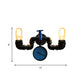 Frendorf | Antieke Stijl Pijp Muur Lamp met Drukmeter en Kraan Deco 2 Lichten Metalen Wandverlichting in Zwart
