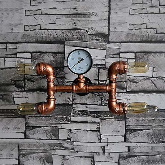Frendorf | Bare Bulb Eetkamer Wandlamp Sconces met Gauge Deco Rustieke Stijl IJzer 4 Lichten Koper Wandmontage Lamp