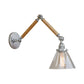 Frendorf | Cone Bedside Sconce Lichtarmatur Vintage Stil Klarglas 1 Licht Chrom Wandlampe, 8"+8"/6"+6"/8"+4" Holzarm