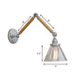 Frendorf | Cone Bedside Sconce Lichtarmatur Vintage Stil Klarglas 1 Licht Chrom Wandlampe, 8"+8"/6"+6"/8"+4" Holzarm