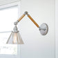 Frendorf | Cone Bedside Sconce Lichtarmatur Vintage Stil Klarglas 1 Licht Chrom Wandlampe, 8"+8"/6"+6"/8"+4" Holzarm