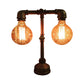 2 Lichter Tischlampe mit Wasserrohr Metall Industriell Stilvolles Restaurant Beleuchtung Fixture in Schwarz